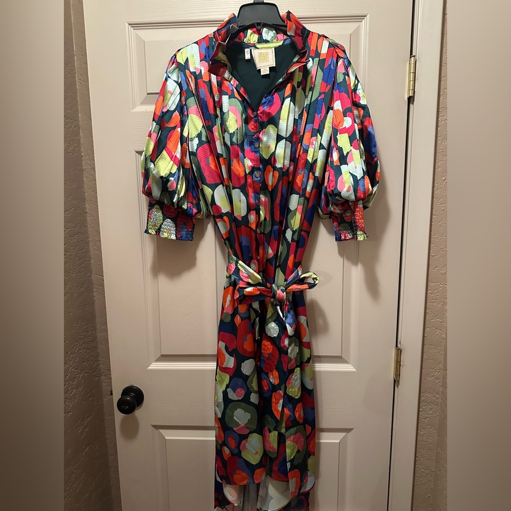Emily McCarthy Rowan Pleated Cheetah dress XL LIKE NEW - Picture 3 of 6